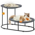 thumbnail image 1 of Feandrea - Cama para gatos, cama elevada de 2 niveles, hamaca transpirable para gatos para hogares multigatos, gatos de interior, con malla extraíble lavable, marco de acero, para verano, gris paloma, 1 of 5
