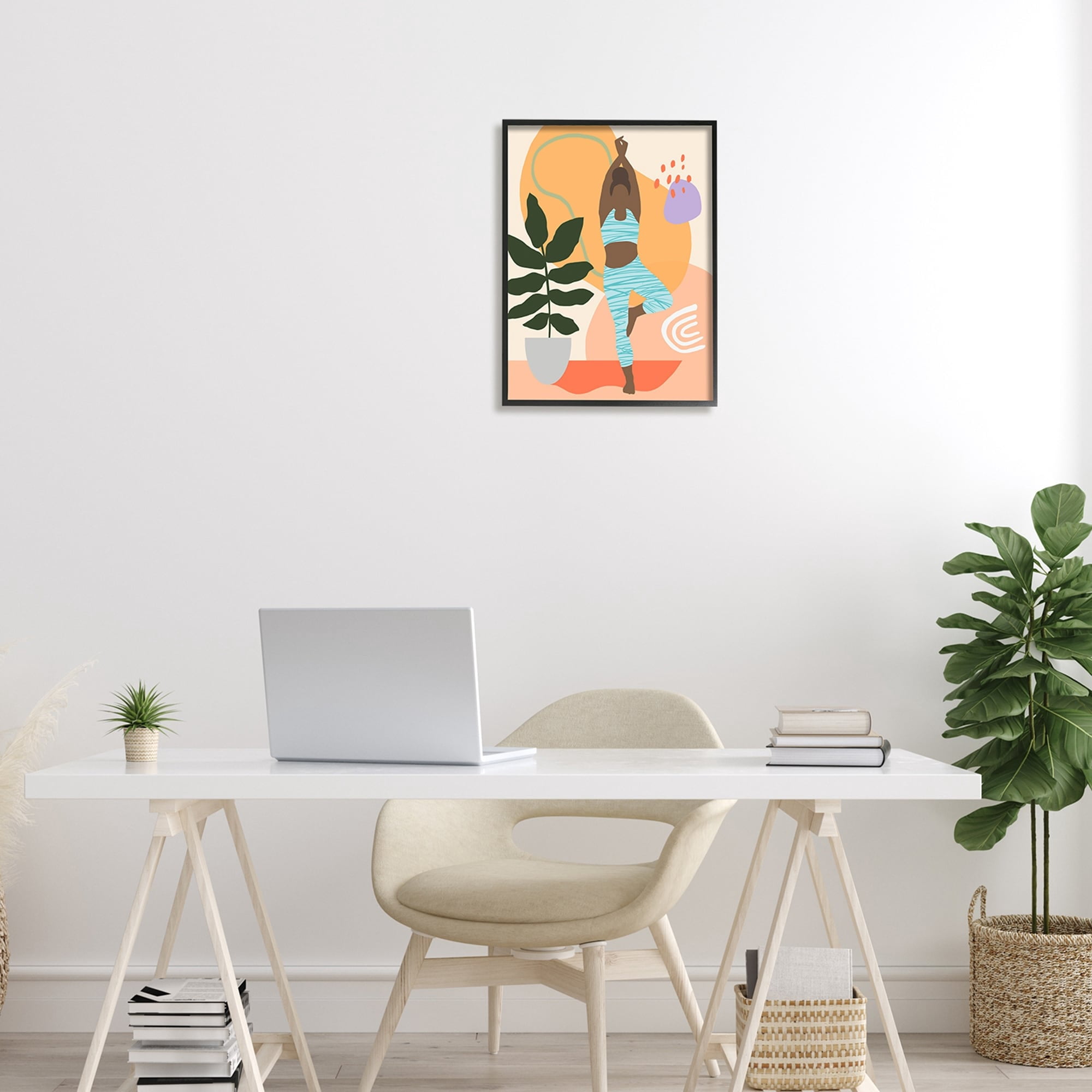 Stupell Industries Exercising Yoga Botanical Plant Abstract Shapes , 11 x 14, Design by Annie Warren