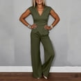 thumbnail image 5 of Gealkoca Pant Suits for Women Dressy 2 Piece Business Casual Outfits Vest and Elastic Waist Straight Leg Pants Set for Office Work Casual Matching Set, 5 of 6