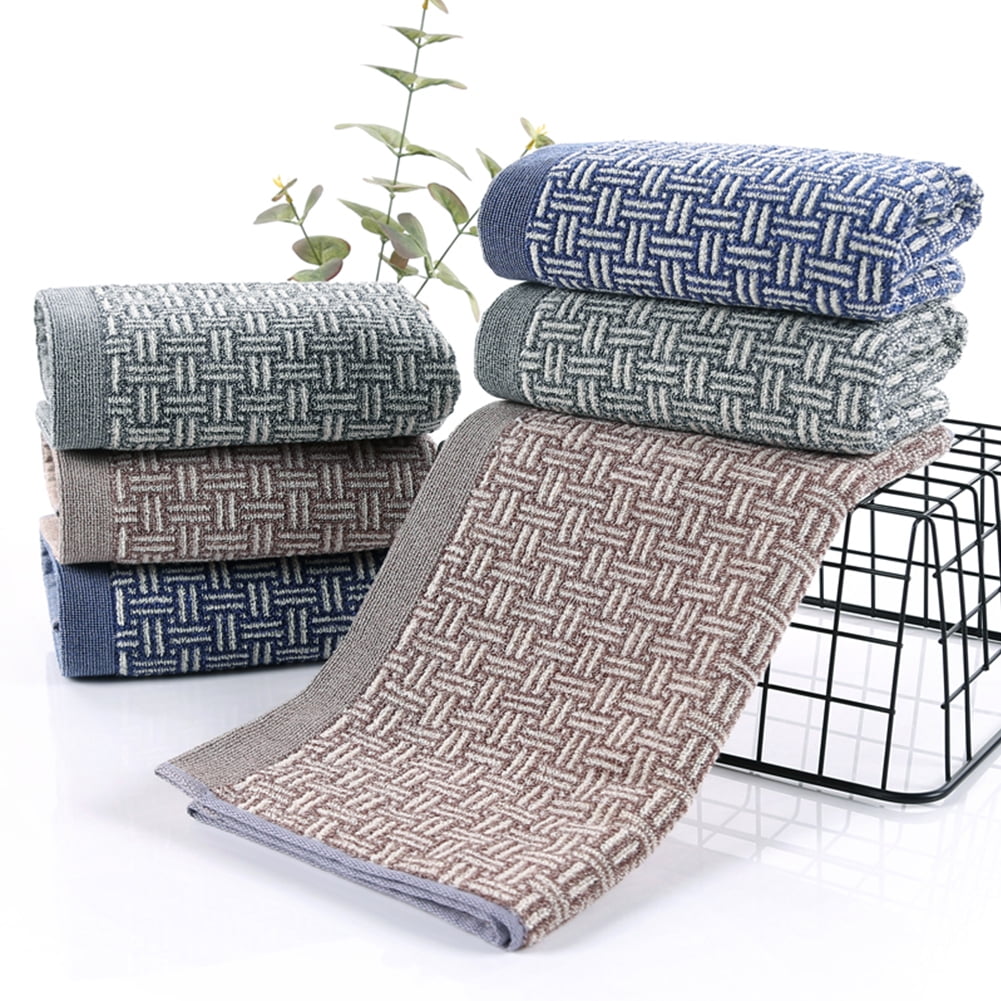 Pidada 100% Cotton Checkered Pattern Hand Towels for Bathroom Set of 4 (Gray)