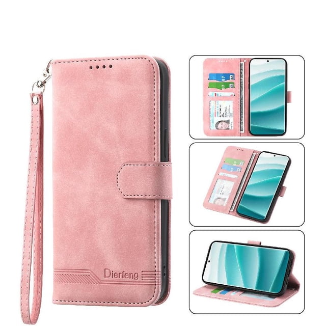 Funda Tipo Billetera para Xiaomi Redmi Note 15 5G Carcasa Abatible con Porta Tarjetas, Bolsillo para Efectivo, Soporte Ajustable, Cierre Magnético y Correa de Muñeca Rosa