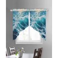 thumbnail image 3 of Blue Teal Coastal Swag Valances for Windows, Sea Nautical Ocean Summer Beach Rod Pocket Sheer Valances for Small Windows, Swag Toppers Light Filtering for Kitchen Living Room 2 Panels 36''x36'', 3 of 6