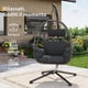 thumbnail image 4 of Yeshouse silla colgante de ratán con forma de huevo, plegable para jardín o patio, incluye cojín y funda antipolvo, capacidad de 130 kg, ideal para interior, exterior, balcón o terraza, 4 of 7