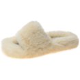 thumbnail image 1 of Woman House Sandals Fuzzy Non-skid Thick Open Toe Slides Cross Band Slippers, 1 of 10