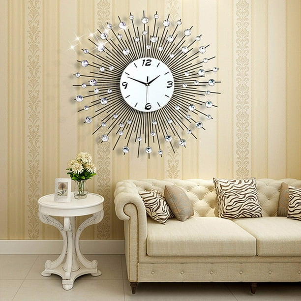 Round Diamond Wall Clock Home Decor, Diamond Wall Living Room Decor