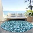 thumbnail image 6 of Addison Rugs Chantille Indoor/Outdoor Traditional Damask Teal Washable Round Rug, 8' x 8', 6 of 6