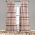 thumbnail image 4 of Ambesonne Fashion Curtains, Vintage Stripes Squares Art, Pair of 28"x95", Pale Rose and Soft Blue, 4 of 4
