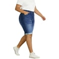 thumbnail image 2 of QERINTE Women Plus Size Jean Shorts Cargo Bermuda Shorts High Rise Casual Stretchy Womens Long Denim Shorts Summer Jorts, 2 of 6