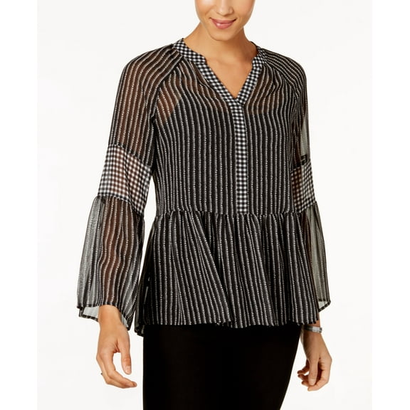 Style & Co Petite Striped Semi Sheer Top Eastern Escape PS