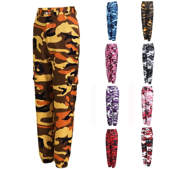 Admvng Womens Camouflage Jogger Pants Casual Trousers with Elastic Waist & Pockets