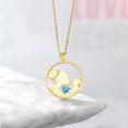 thumbnail image 4 of Gem Stone King Keren Hanan Mother`s Affection 0.60 Ct Swiss Blue Topaz E-F Lab Grown Diamond 18K Yellow Gold Plated Silver Pendant Necklace for Women with 18 inch Silver Chain, 4 of 4