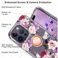 thumbnail image 5 of Casetego for iPhone 14 Pro Case with [2 Tempered Glass Screen Protector+360° Rotatable Ring Holder] Clear Floral Glitter Shockproof Kickstand Slim for Women Girls Phone Cover,Purple Flower, 5 of 9
