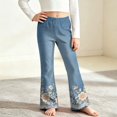 thumbnail image 6 of MuXiKeJi Clothes Baggy Jeans for Girls Cute Print Elastic Waist Wide Leg Flared Denim Pants Regular Fit Long Casual Bottoms Girls Denim Pants, 6 of 8