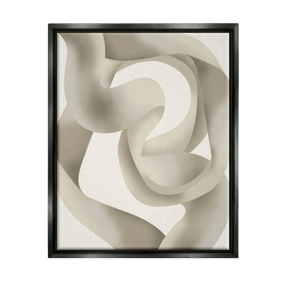 Stupell Industries Modern Wavy Abstraction Abstract Painting Black Floater Framed Art Print Wall Art, 17 x 21