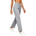 thumbnail image 3 of cocolona Womens Casual V-Line High Waist Pants Elastic Waist Straight Wide Leg Commute Travel Pants with Pockets, 3 of 5