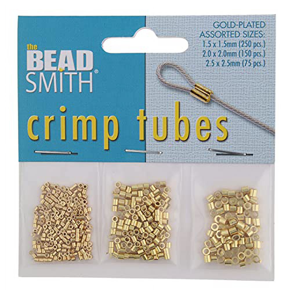 The Beadsmith Crimp Tube Assorted Variety Pack, 3 Sizes 1.5mm 2mm 2.5mm, 475 Pieces, Gold Plated - image 2 of 3
