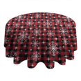 thumbnail image 4 of Red and Black Christmas Snowflake Pattern Round Tablecloth 60"x60",Wrinkle Wipeable Table Cloth for Kitchen Dining Room Picnic Patio Party, 4 of 6