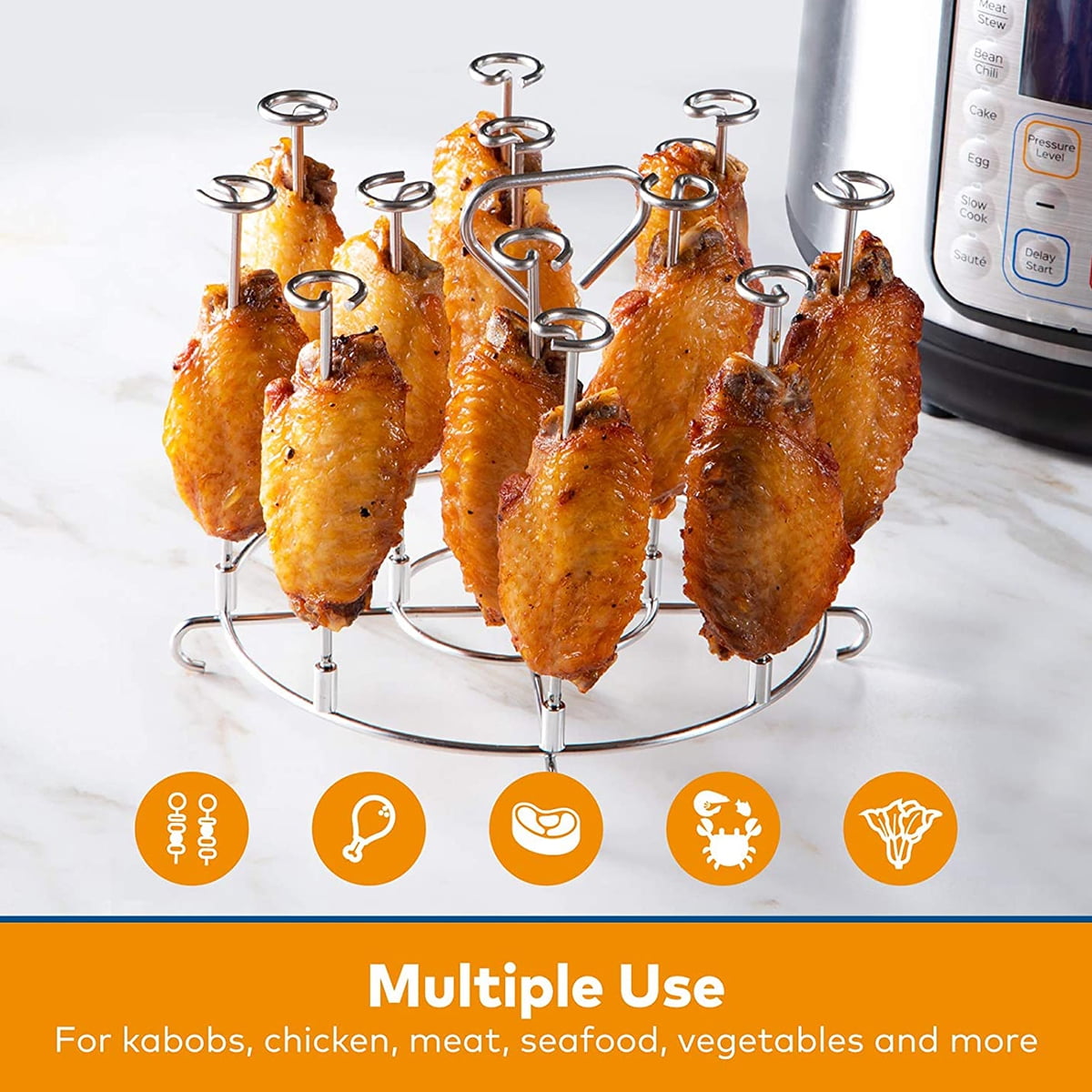 verlacod 6qt Air Fryer Skewer Stand Compatible with Vertical Skewers Holder with Stand Stainless