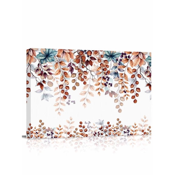 Brown Eucalyptus Fall Wall Art for Living Room,Canvas Picture Wall Decor for Bathroom Bedroom,Botanical Weeping Leaves Pastoral Painting Artwork for Office Kitchen Hallway Dining Room Decor 12"x16"