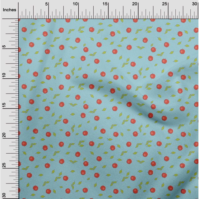 oneOone Cotton Poplin Fabric Leaves & Apple Fruit Fabric by Yard 56 Inch Wide
