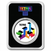 Tetris Tetrimino Blocks 1 oz Silver Colorized Round in TEP