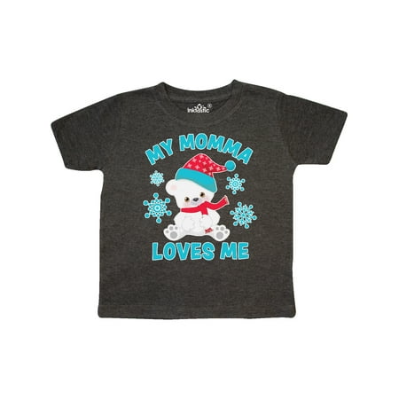 

Inktastic Polar Bear My Momma Loves Me in Santa Hat with Snowflakes Gift Toddler Boy or Toddler Girl T-Shirt