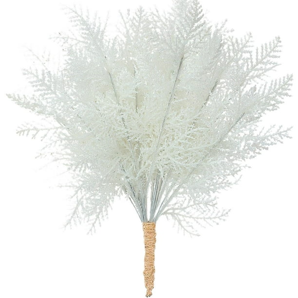 Hogar y cocina, Decoración del hogar, Decoración navideña, 20 ramas artificiales con purpurina navideña, ramitas florales para adornos de árbol de Navidad, guirnalda navideña DIY, ramas de pino