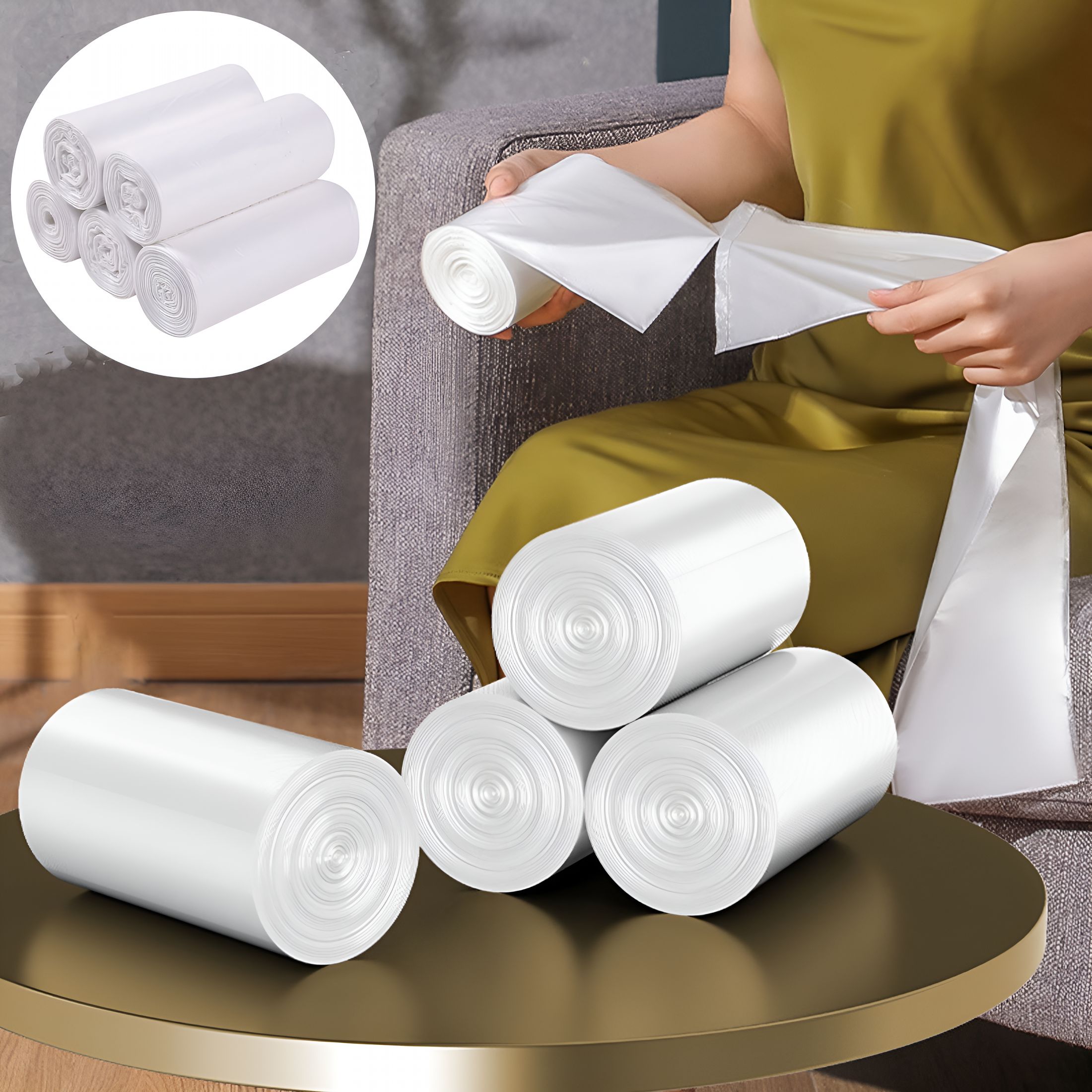 LAMIRO 4 Gallon Small Trash Bags 5 Rolls 100 Count,Small Garbage Bag 4-6 Gallon for Office,Bedroom,Bathroom,Small Trash Bags 4 Gallon