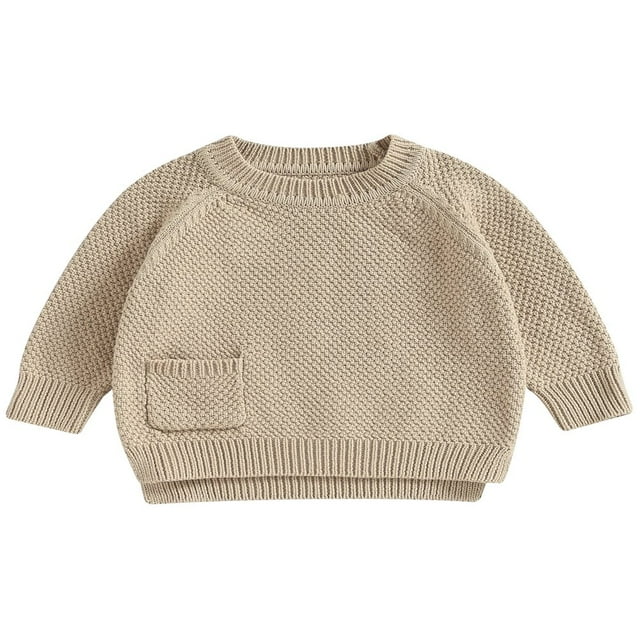 Chandail Tricoté pour Bébé Fille Garçon, Automne Hiver, Chaud, Chandail Molletonné, Hauts avec Poche