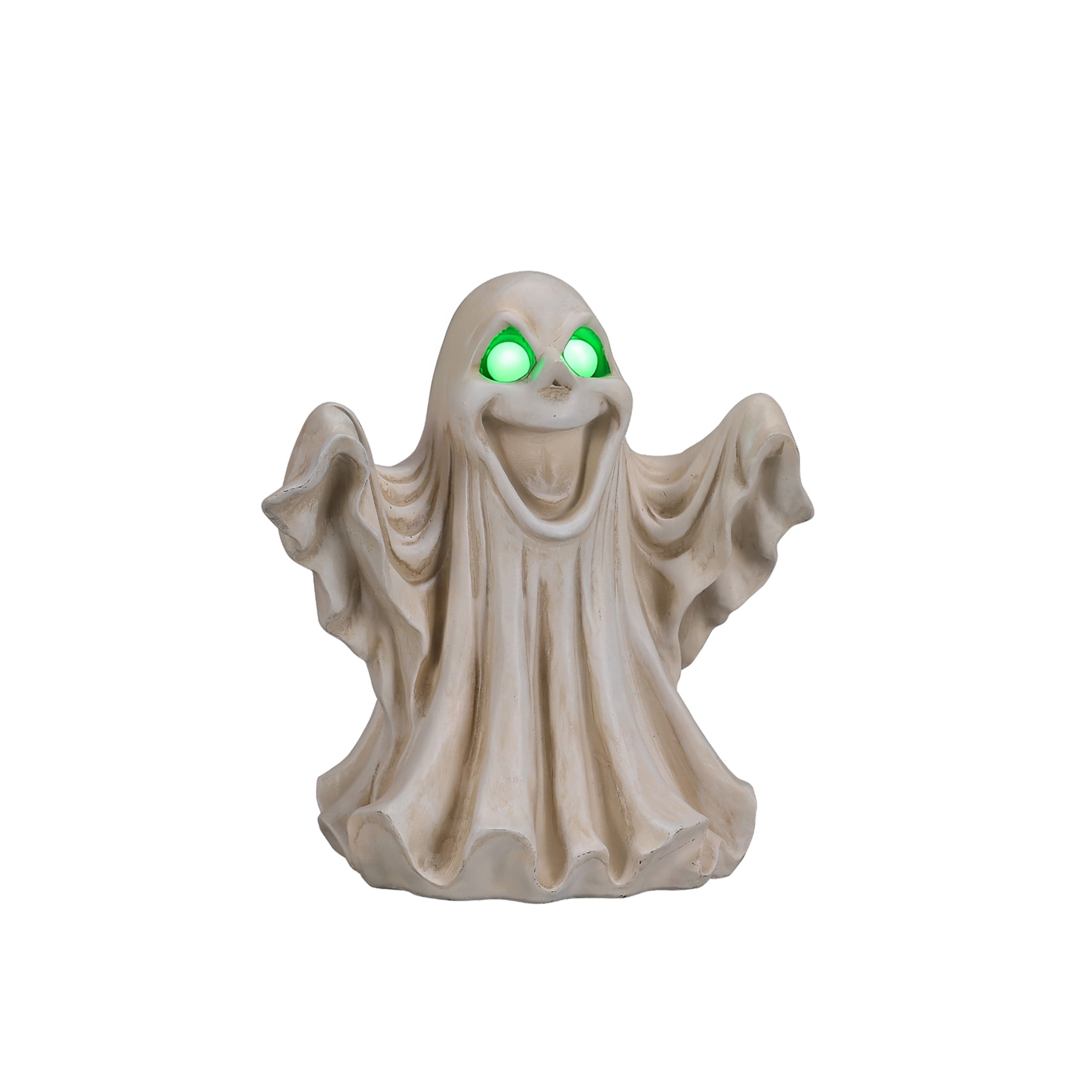 Noble House Halloween LED Light-Up Ghost Figurine with Glowing Eyes, Spooky Decorative Statue, White