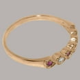 thumbnail image 5 of LBG British Made 10k Rose Gold Natural Diamond & Ruby Womens Eternity Ring - 33 size options - Size 7, 5 of 9