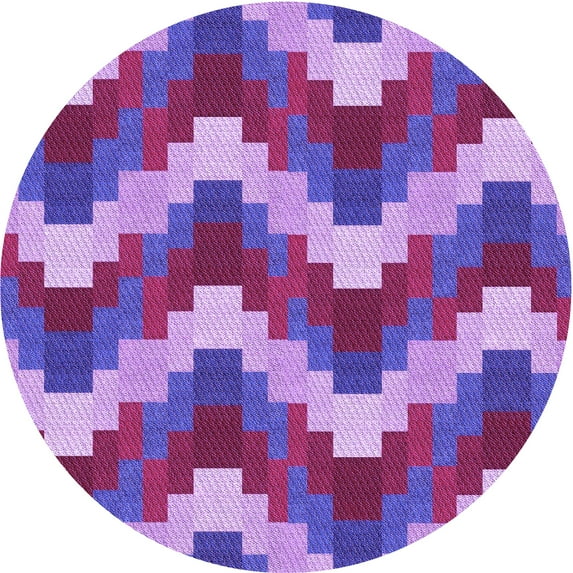 Ahgly Company Machine Washable Indoor Round Transitional Dark Magenta Purple Area Rugs, 7' Round