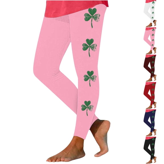 CLOISE Yoga Leggings Plus Size for Women St Patricks Day Tights Stretchy Skinny Workout Pants Green Seamless High Waist Bottoms