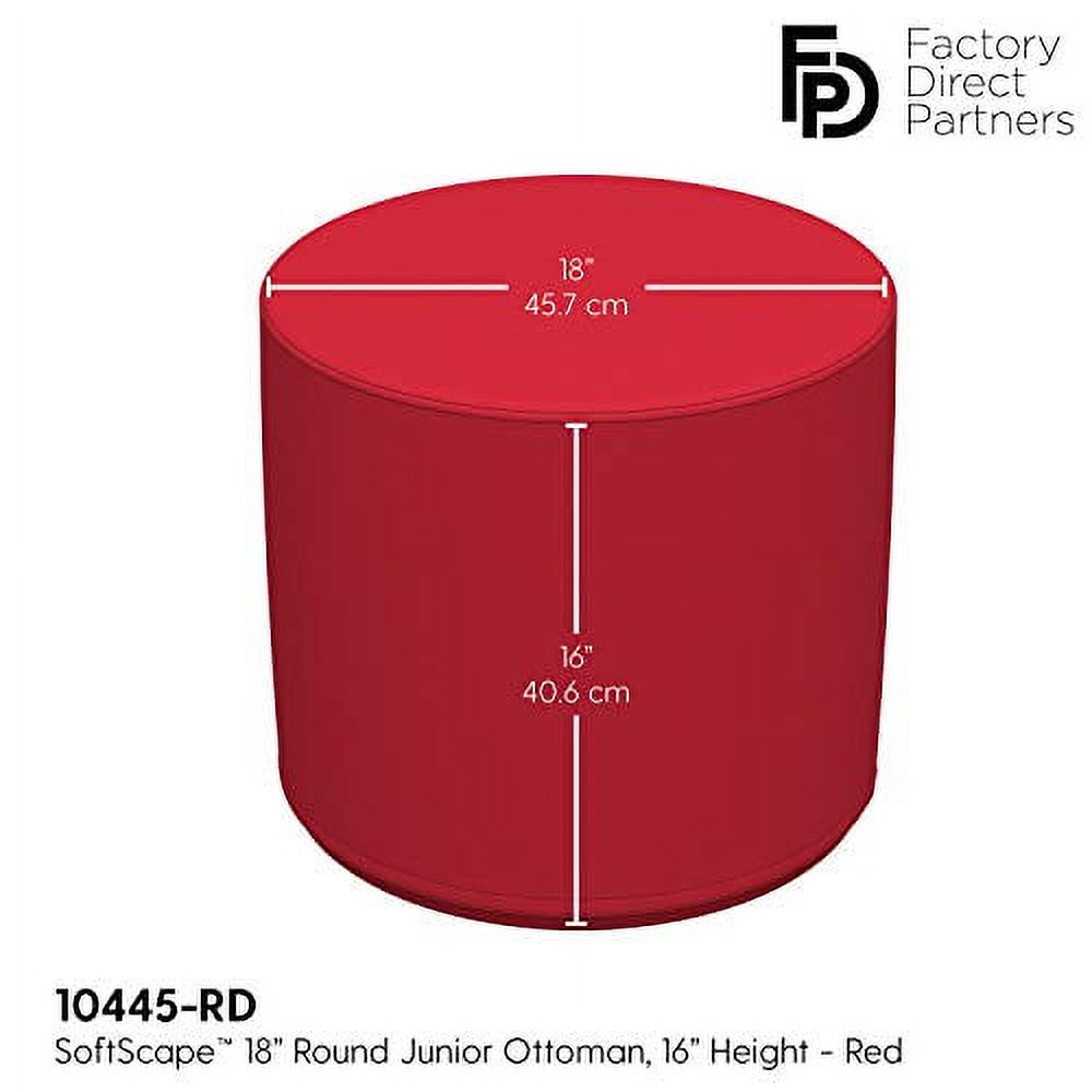 SoftScape 18" Round Ottoman, Collaborative Flexible Seating for Kids, Teens, Adults Furniture for Classrooms, Libraries, Offices and Home, Standard 16" H - Red - image 2 of 5
