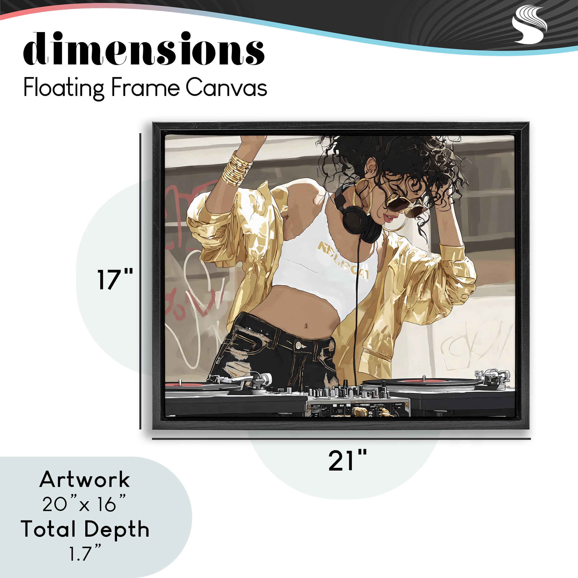 Stupell Industries Gold Accented DJ Black Framed Floater Canvas Wall Art, design by Franklyn Gregory