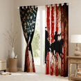 thumbnail image 3 of Manfei Vintage Cowboy Blackout Curtains Set of 2 (52x84 Each),Grunge American Flag Curtain,Red Black, 3 of 7