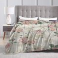 UltraSoft Micro Fleece Blanket,Pink Flower On Rustic Wood Panel