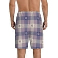 thumbnail image 3 of Fotbe Purple Floral Gingham Check Plaid Pajama Shorts for Men, Men's Pajama Bottoms, Sleepwear,Short Pajama Pants-Small, 3 of 9