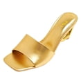 thumbnail image 3 of FSJ Women Fashion Heart Shaped Heel Backless Mules Square Open Toe Slip On Sandals Casual Wedding Dress Slides Shoes Size 13 Gold, 3 of 5