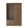 thumbnail image 5 of PAPROOS Wooden Armoire Wardrobe Closet with 4 Drawers and Hanging Rod, Clothing Storage Cabinet with Shelves, Sturdy Freestanding Modern Bedroom Clothing Armoires, Brown, 5 of 10