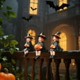 thumbnail image 6 of Halloween Pumpkin Witch Trio - 3PC Resin Figurine Set for Patio/Bookshelf Decor, Glow-in-the-Dark Spooky Ornaments (Style E), 6 of 8