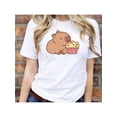 thumbnail image 1 of Playera Blusa Con Estampado de Capibara Comiendo Palomitas Playera De Capybara Divertida Color Blanco Talla Grande Marca Emil SaEs, 1 of 4