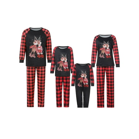 

AMILIEe Family Christmas Pajamas Set Parent-Child Long Sleeve Xmas Sleepsuit Nightwear