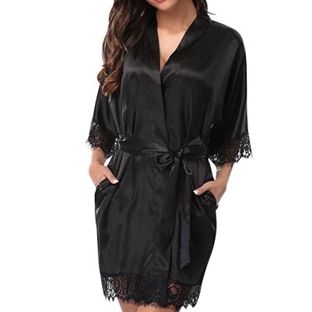 

Women Lace Nightdress Sleepwear Underwear Robe Bathrobe Gift Black XL
