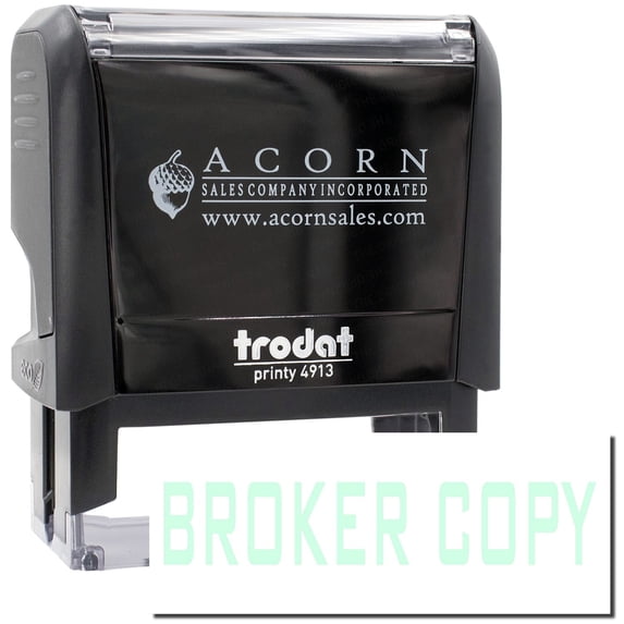 Large Self-Inking Broker Copy Stamp, Trodat Printy 4913, Press and Print Stamping, Impression Size 7/8" x 2-1/4", Up to 10,000 Impressions - Mint Green Ink