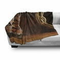 thumbnail image 3 of Western Soft Flannel Fleece Throw Blanket, American Style Cowboy Wild West Culture Sports Team Roping Barn Print, Cozy Plush for Indoor and Outdoor Use, 60" x 80", Umber Brown, by Ambesonne, 3 of 6