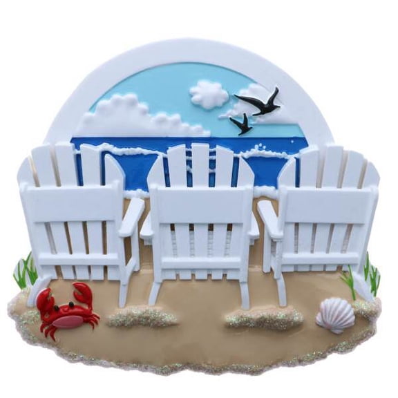Adirondack Colorful Beach Chair Family Of 3, 4 or 5 Resin Ornament