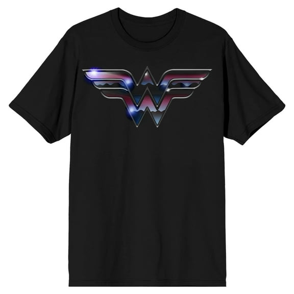 Wonder Woman Chrome Logo Men's Black T-shirt-M