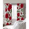 thumbnail image 3 of Valentine's Day Flowers Blackout Curtains for Bedroom Living Room, Red Roses Floral Green Leaves Botanical 63 In Long Thermal Insulated Room Darkening Drapes Grommet Window Treatments, 42 x 63 In, 3 of 9