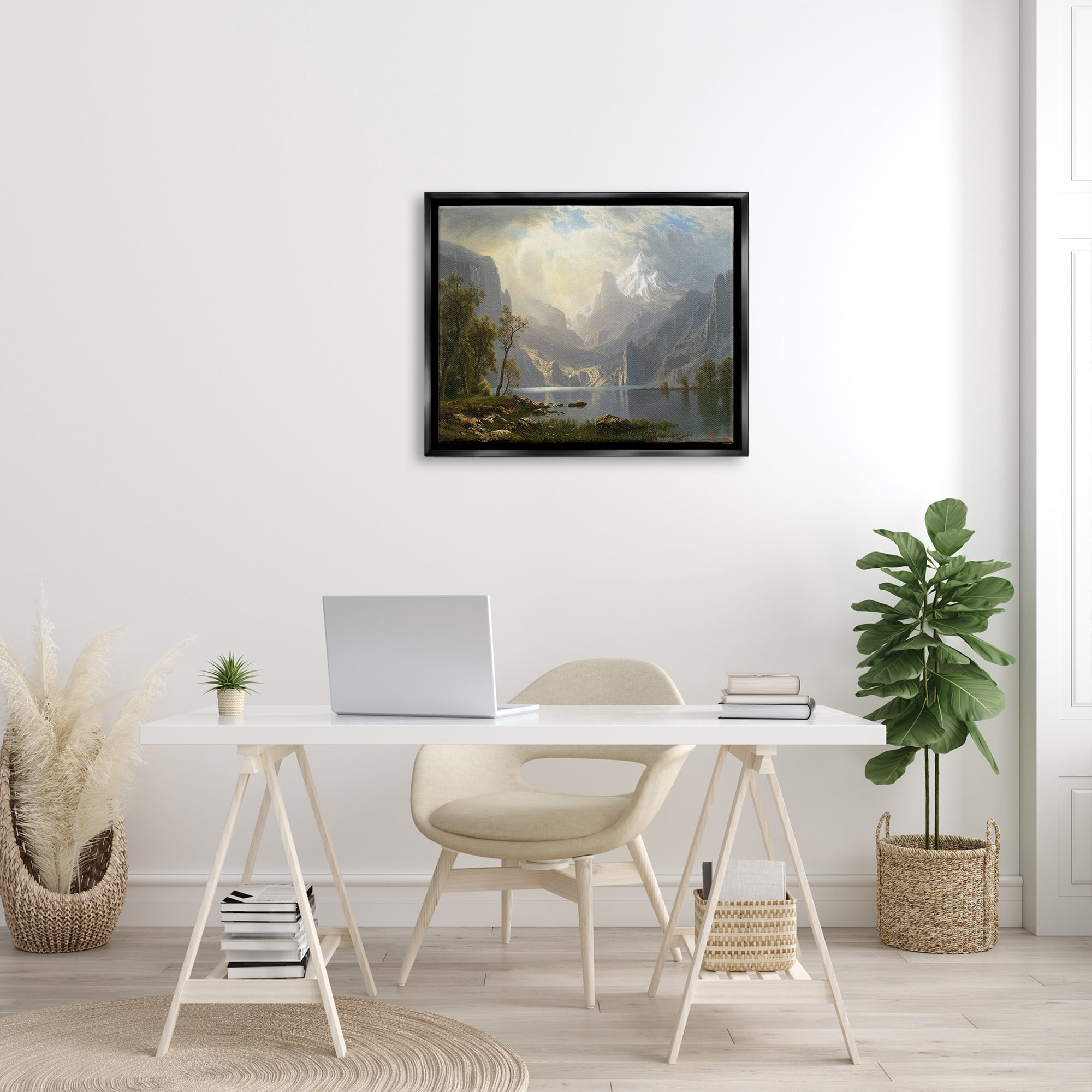 Stupell Industries American Landscape Classic Albert Bierstadt Luminous Painting Painting Jet Black Floating Framed Canvas Print Wall Art, Design by one1000paintings